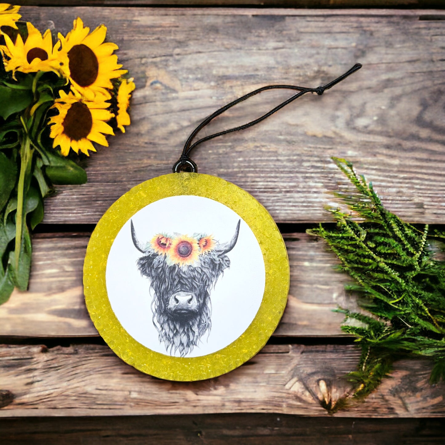 Sunflower Cow Car Freshie