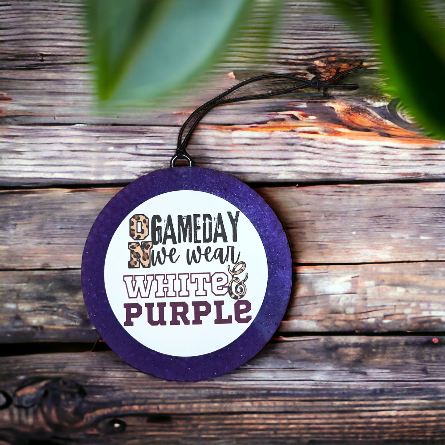 We wear white and purple Car Freshie