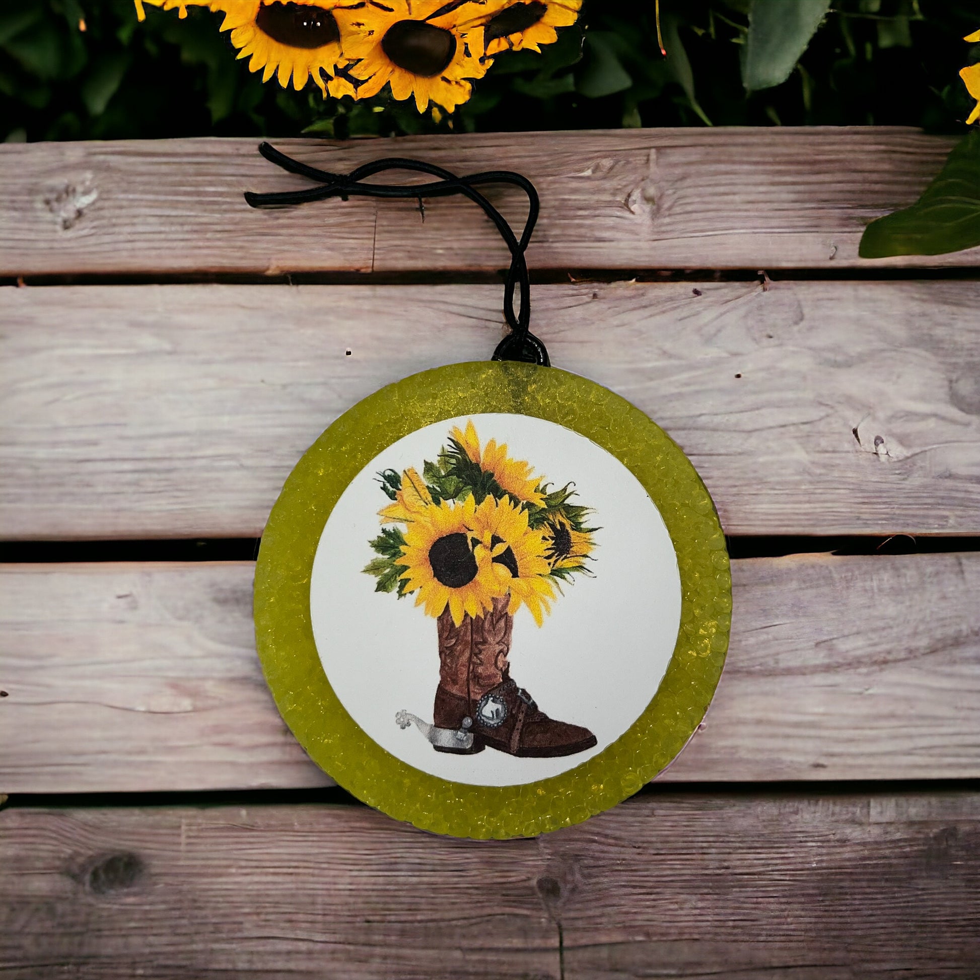 Sunflower Boots Car Freshie